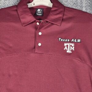 Texas A&M Aggies Starter Polo Shirt Men's Medium Maroon Short Sleeve NCAA
